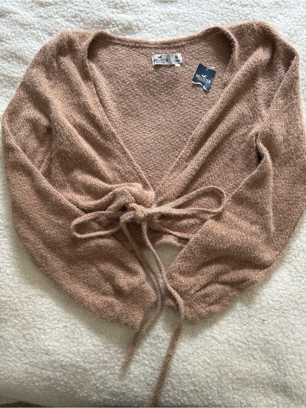 Hollister Women's Dusty Rose Tie-Front Knit Cardigan